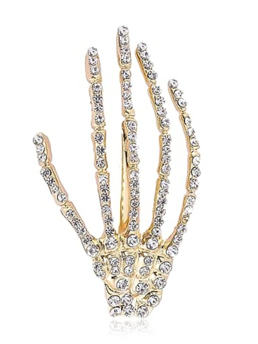 Gothic Punk Skull Hand Brooch Pins,Vintage Crystal Hand Skeleton Lapel Pin